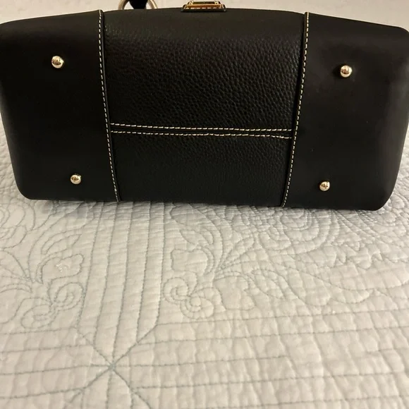 Dooney & Bourke Florentine & Pebbled Leather Satchel 30 Black Satchel w/ 🍓 Charm - Picture 3 of 16